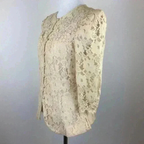 Vtg 80’s Cachet Bari Jacket Size 11 12 Blush Lace - Picture 6 of 10